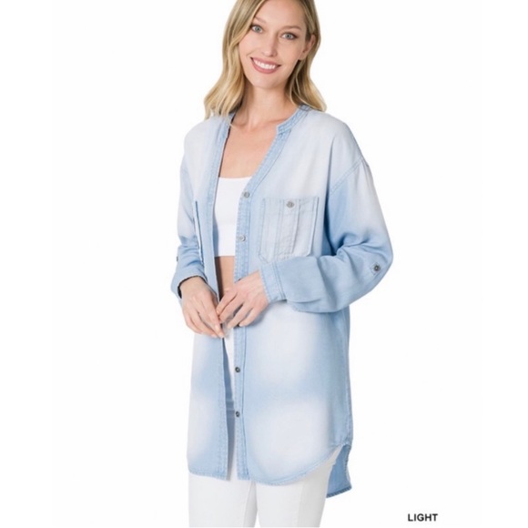 Reserved for Gina!!! Light Blue Women's Button-Down Shirt - Relaxed Fit - Picture 3 of 5